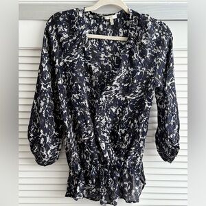 Joie Blue and White Floral Top